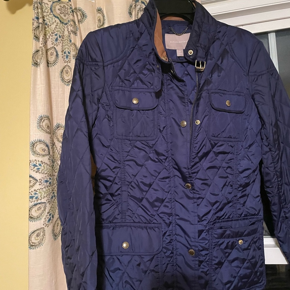 Banana Republic Quilted Utility Jacket Night Sky Blue Size M